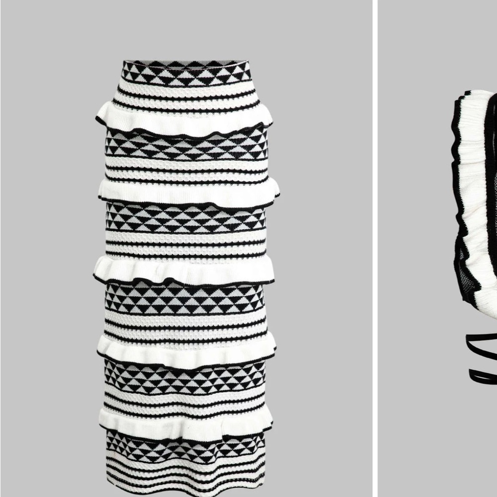 Two piece black and white triangle set